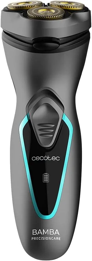 Cecotec ▫️ Máquina de barbear rotativa Bamba PrecisionCare Titanium PerfectCut. 8 W, Lâminas de aço inoxidável, Revestimento de titânio, Cabeça de corte 3D, Bateria de lítio, 40 min. de autonomia