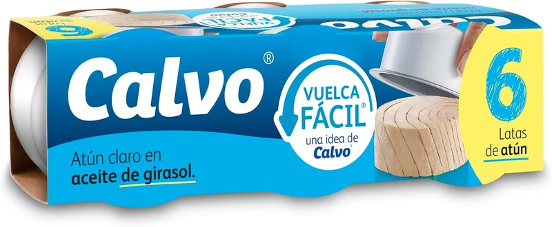 Calvo ▫️ Atum Claro em Óleo de Girassol, Embalagem de 6 x 65 g