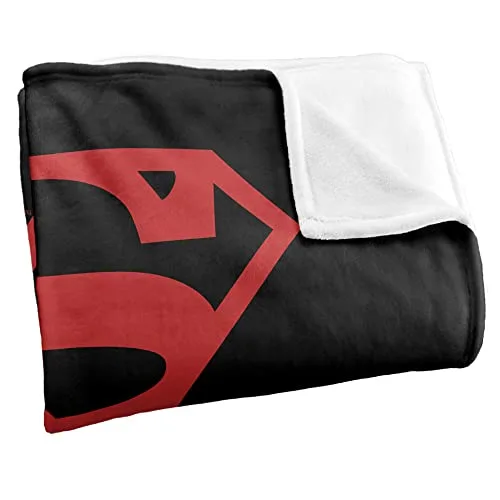LOGOVISION ▫️ Manta «Superman Vermelho sobre Preto Shield», supermacia e com toque sedoso – 152 x 127 cm 3