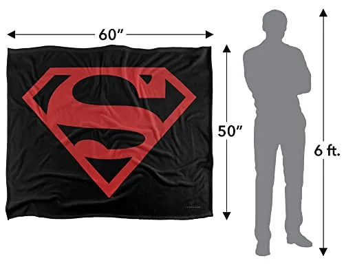 LOGOVISION ▫️ Manta «Superman Vermelho sobre Preto Shield», supermacia e com toque sedoso – 152 x 127 cm 5