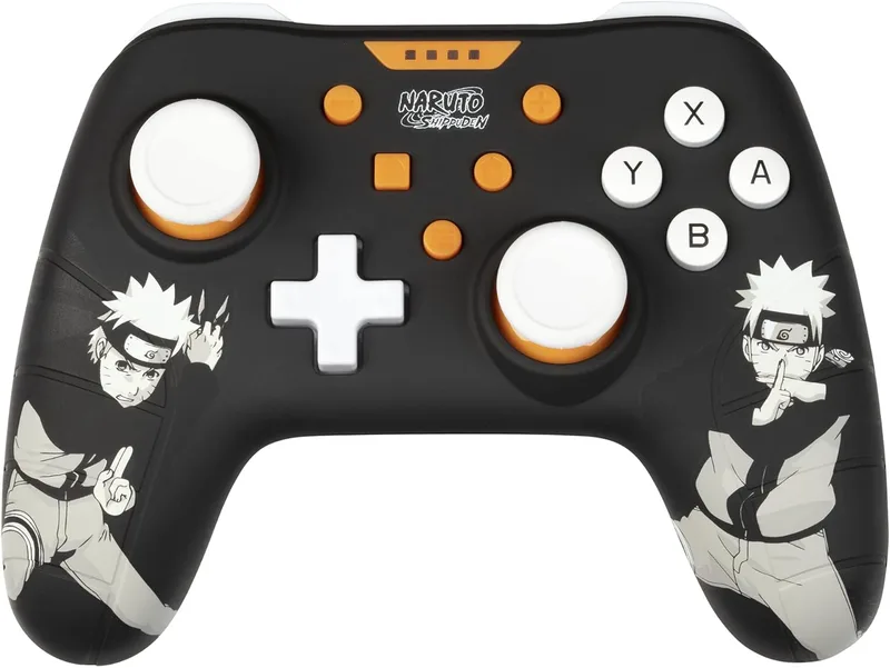 Konix ▫️ Naruto Shippuden Controlador com fios para Nintendo Switch, Switch 2 e PC - Função de vibração - Cabo de 3 m - Design Naruto - Preto