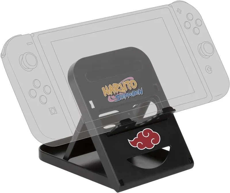 Konix ▫️ Naruto Shippuden Suporte para Nintendo Switch, Switch 2, smartphones e tablets - Posição ajustável - Design Akatsuki - Preto e vermelho