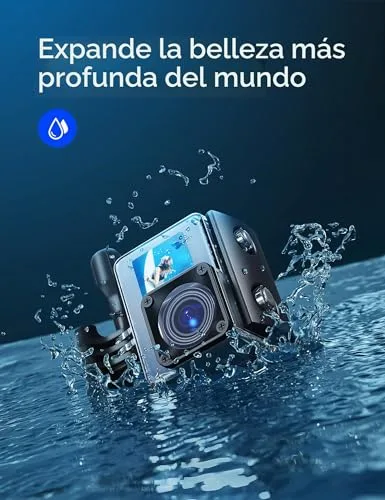 WOLFANG ▫️ Câmara Desportiva GA200 4K 24 MP com Ecrã Duplo e Wi-Fi, Câmara de Vídeo Submersível até 40 m, Grande Angular de 170°, Controlo Remoto com EIS Melhorado, 2 Baterias, Vários Acessórios 3