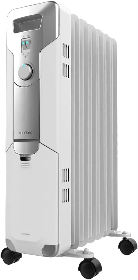Cecotec ▫️ Radiador elétrico a óleo ReadyWarm 7000 Space. 7 módulos, baixo consumo, 1500 W, 3 níveis, suporte para cabos, sistema de segurança, rodas, 15 m²