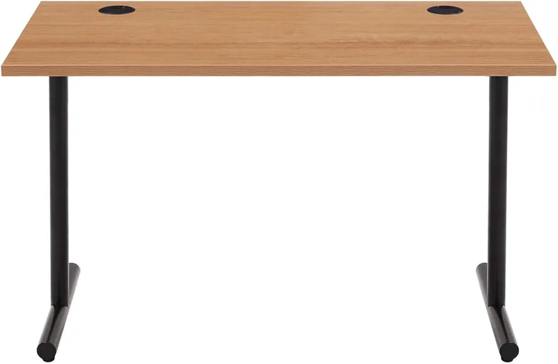 Amazon Basics ▫️ Secretária de escritório em casa, secretária para jogos, secretária de computador com controlo de cabos, tampo com 25 mm de espessura, moderna e fácil de montar, estrutura preta, carvalho, 120 x 60 x 73,6 cm, 120 x 60 x 73,6 cm