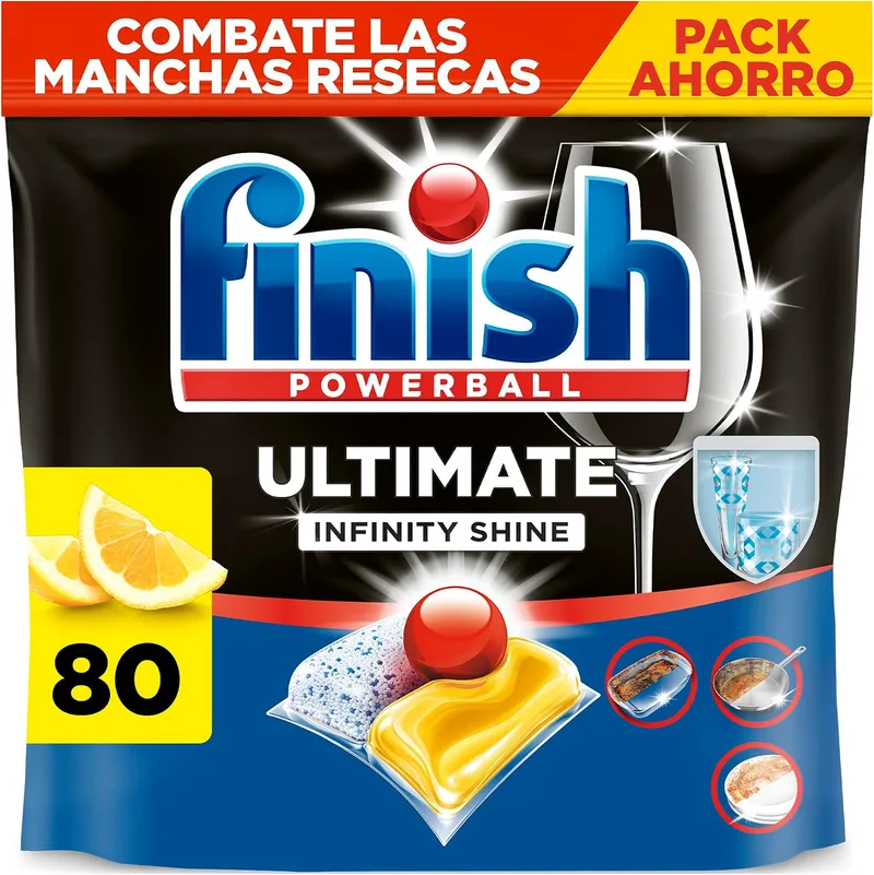 Finish ▫️ Ultimate Infinity Shine Pastilhas para máquina de lavar louça com aroma a limão - 80