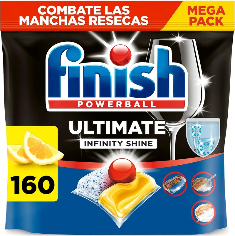 Finish ▫️ Ultimate Infinity Shine Pastilhas para máquina de lavar louça Limão - 160