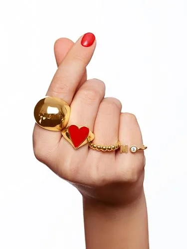 SINGULARU ▫️ Anel Personalizado Letter Diamond Dourado - Anel Ajustável - Prata de Lei 925 com Acabamento em Banho de Ouro de 18 quilates - Tamanho Único - Joias para Mulher - Fabricado em Espanha 5