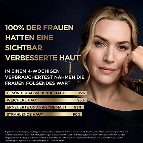 L'Oreal Paris ▫️ L'Oréal Paris Midnight Serum para mulheres: regeneração celular durante a noite e proteção contra os radicais livres durante o dia, para menos rugas e uma pele mais suave e jovem, Age Perfect Cell 3