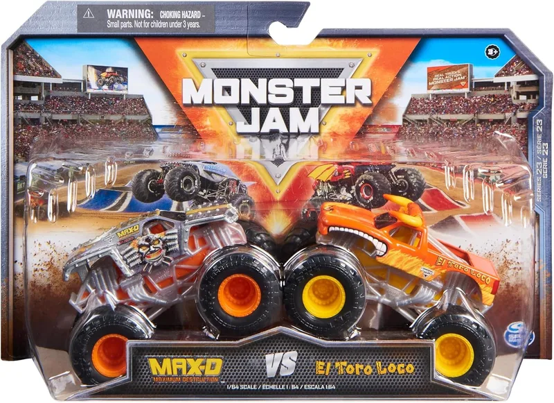Monster Jam ▫️ camiões-monstro metálicos oficiais Dragon vs. Sparkle Smash, escala 1:64, brinquedos para crianças a partir dos 3 anos