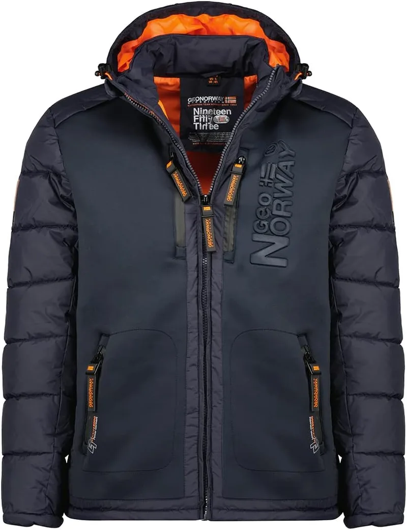 Geographical Norway ▫️ Beachwood Men - Casaco para homem resistente ao vento - Casaco acolchoado e quente - Casaco com forro impermeável no exterior