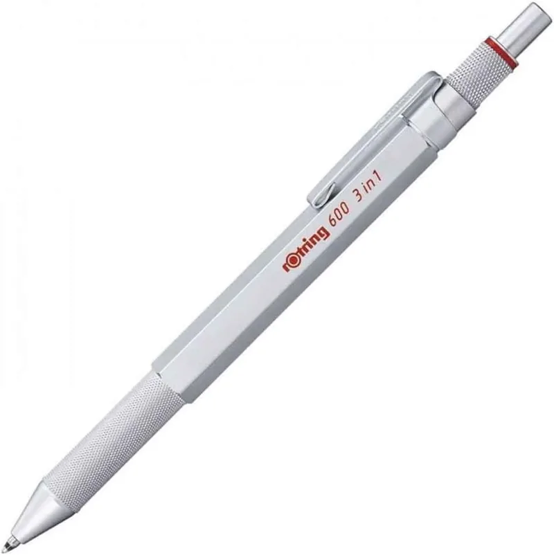 Rotring ▫️ Caneta multicolorida 600 e porta-minas 3 em 1 | 2 canetas de ponta fina (tinta preta e vermelha) | 1 porta-minas (mina de 0,5 mm) | corpo preto
