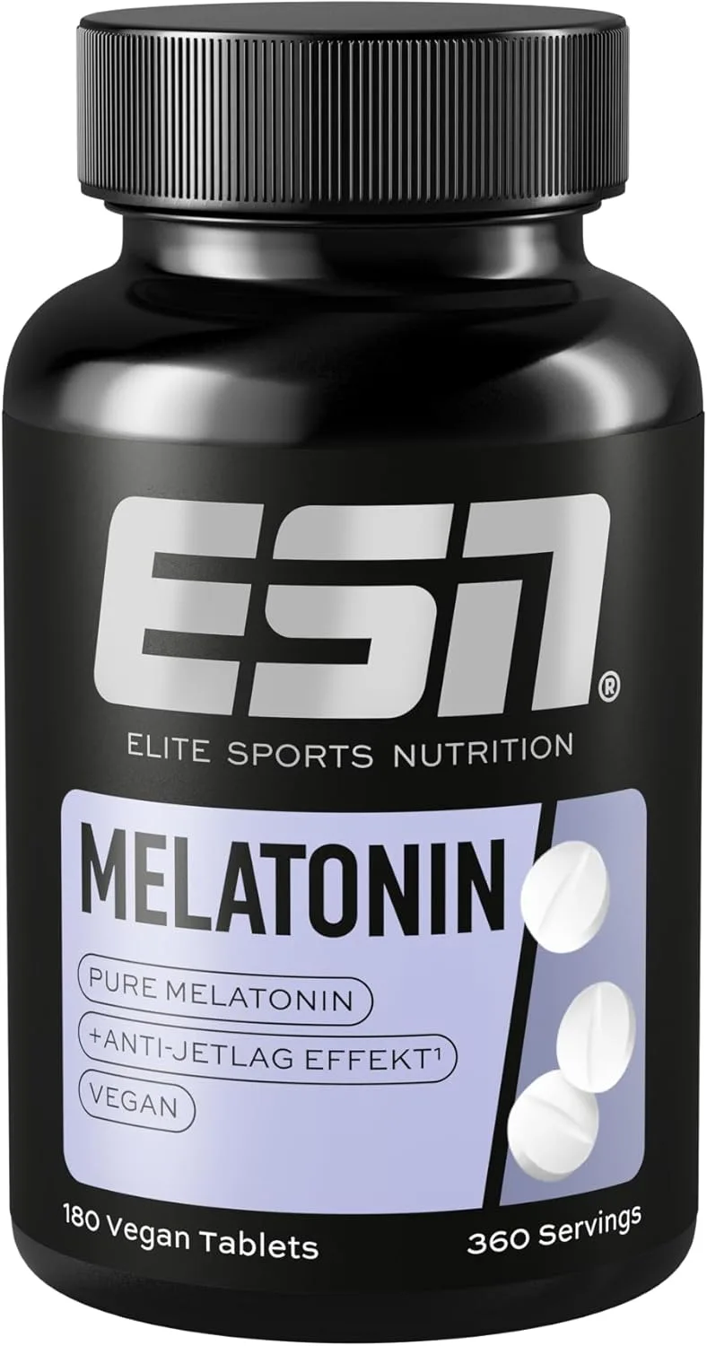 ESN ▫️ Melatonin Sleep Aid, 180 comprimidos, 0,5 mg de melatonina pura por dose diária, ajuda a combater o jet lag — fabricado na Alemanha
