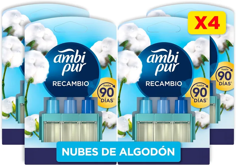 AMBIPUR ▫️ Ambi Pur 3Volution Recarga para Ambientador Elétrico «Nuvens de Algodão» 4x20 ml