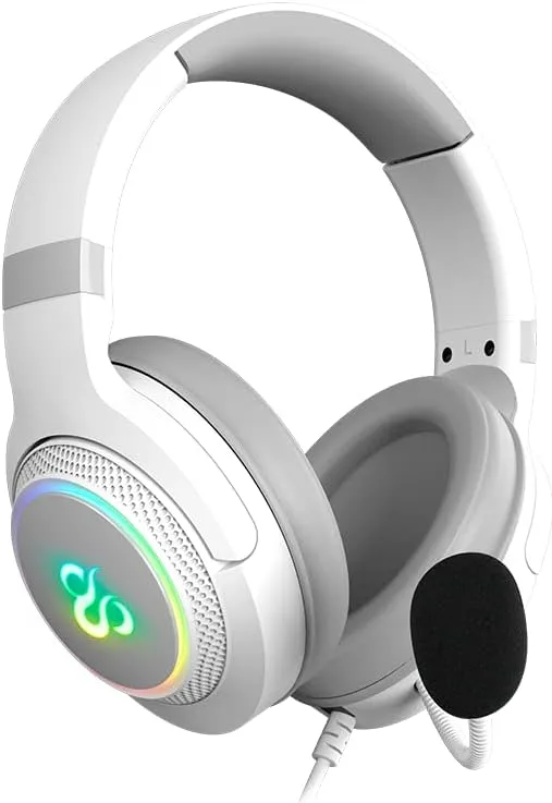 NEWSKILL ▫️ Sobek 7.1 V2 Auscultadores para jogos com som virtual 7.1, USB, microfone e luzes RGB para PC e consolas - Cor branca
