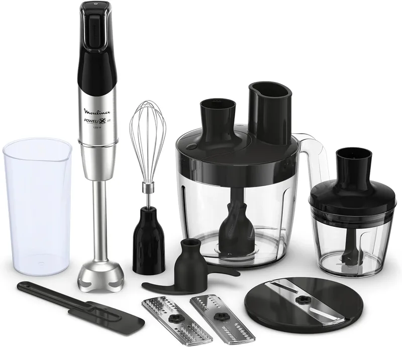 Moulinex ▫️ Infinyforce Pro - Varinha mágica 1200W, Lâminas Powelix duradouras e de elevado desempenho, Resultados rápidos, Gatilho ergonómico, Diferentes velocidades e acessórios, DD95JD