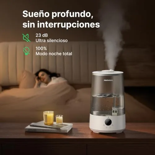 Homvana ▫️ Humidificador Top-Fill para bebés com ranho e tosse, Cool Mist (3,6 L, cinzento) 3