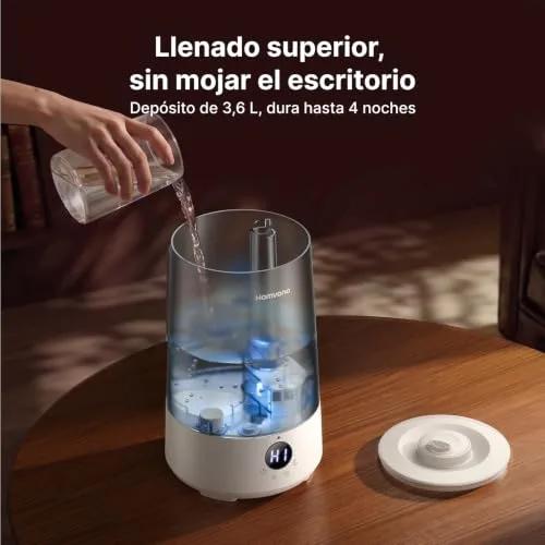 Homvana ▫️ Humidificador Top-Fill para bebés com ranho e tosse, Cool Mist (3,6 L, cinzento) 5