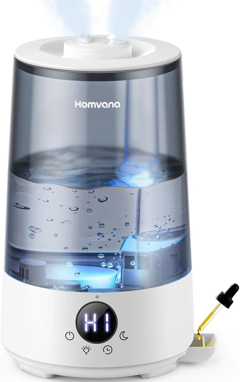 Homvana ▫️ Humidificador Top-Fill para bebés com ranho e tosse, Cool Mist (3,6 L, cinzento)
