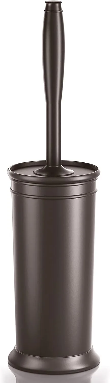 uptronic ▫️ Escova para sanita, escova para sanita com cabo extralongo, cerdas resistentes, produto de limpeza para sanita e suporte coberto para limpeza da casa de banho (castanho, 1 conjunto)