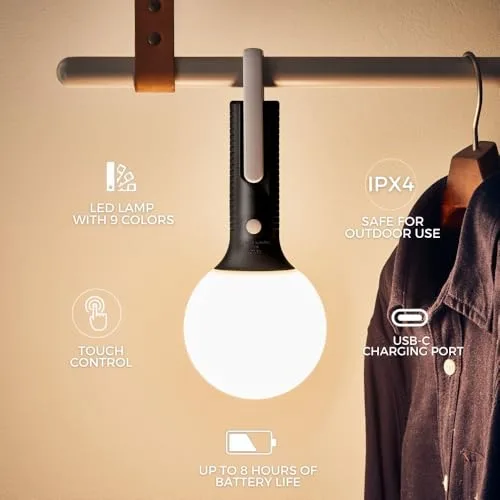 Lexon ▫️ Lâmpada LED multiposição para uso interior e exterior (Preto) 3
