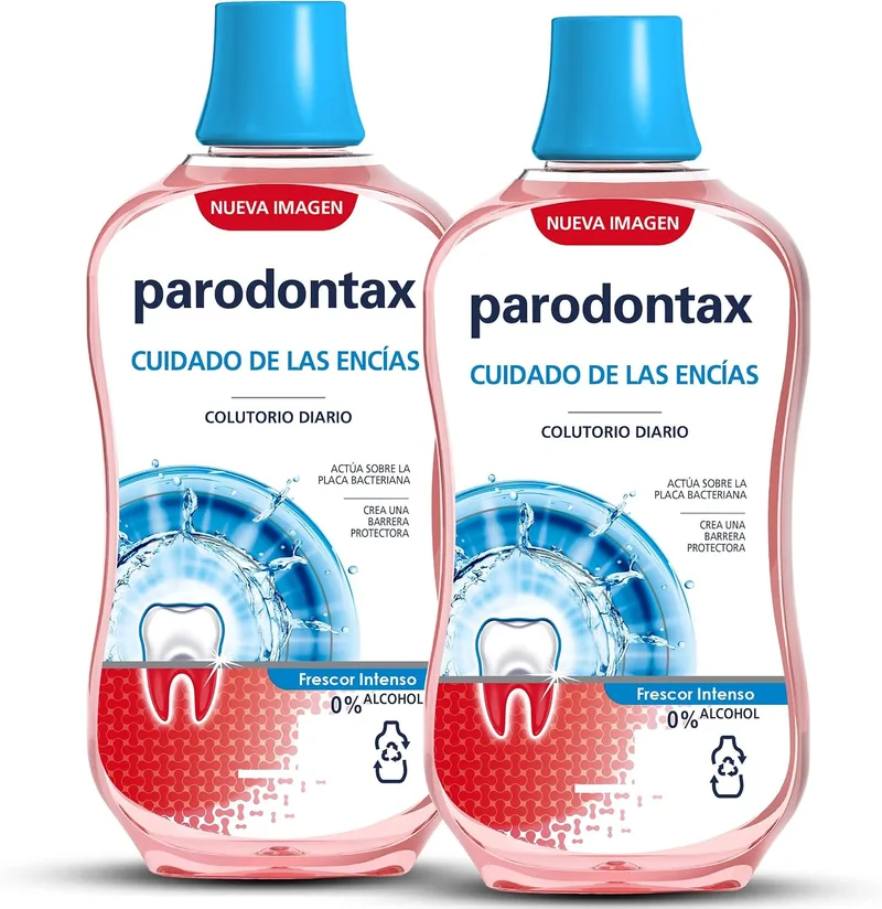 Parodontax ▫️ Enxaguante Bucal, Cuidado Diário das Gengivas, Frescor Intenso, 0% de álcool, Embalagem de 2 x 500 ml