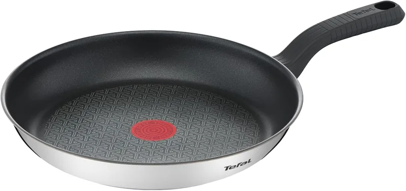 Tefal ▫️ Comfort Max - Frigideira de 26 cm, adequada para indução, antiaderente, revestimento de titânio, Thermo-signal, adequada para a máquina de lavar louça e para o forno, aço inoxidável