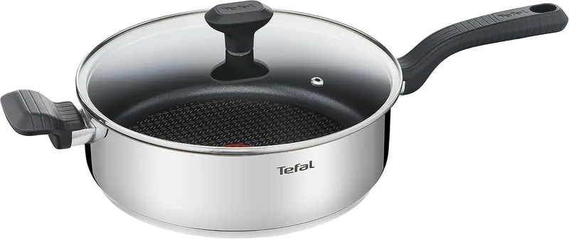 Tefal ▫️ Comfort Max - Panela funda de 26 cm + Tampa de vidro, aço inoxidável