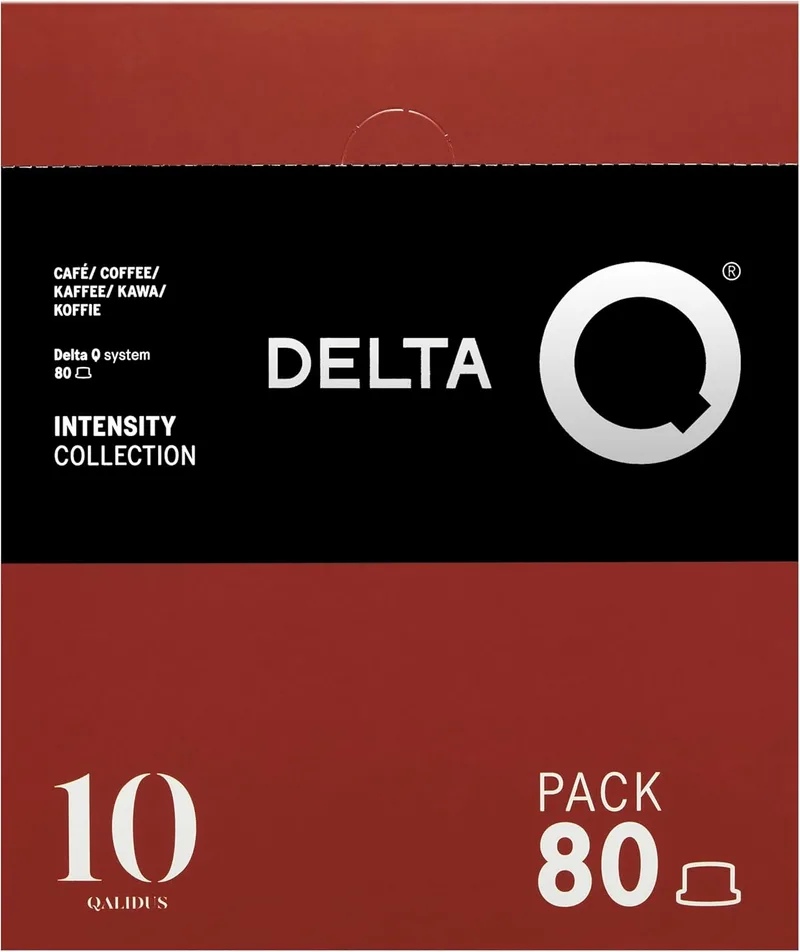 Delta Q ▫️ Cápsulas de café moído Qalidus - Café expresso intenso com notas de caramelo - Intensidade 10 - Moído natural - 80 cápsulas