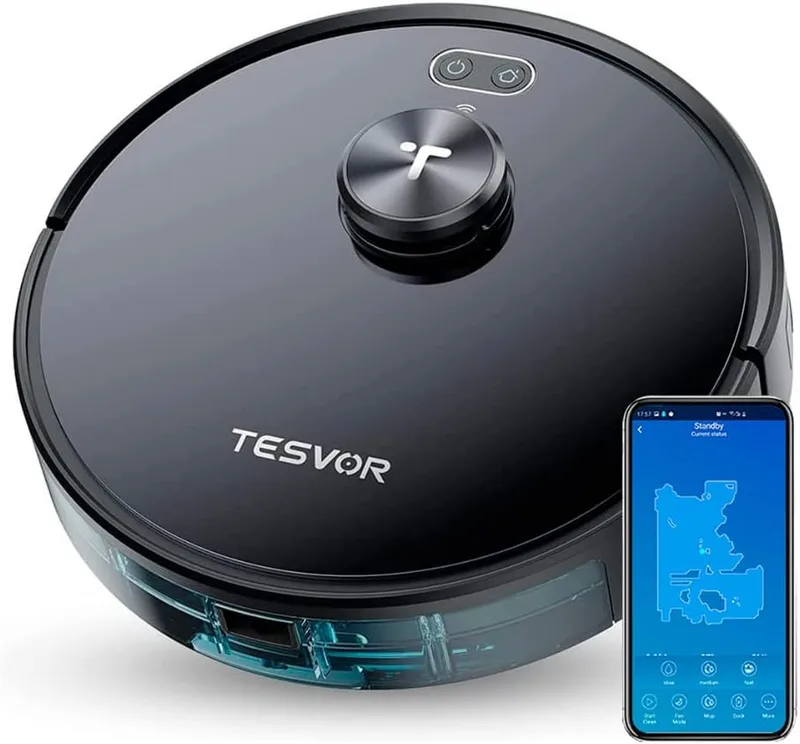 Tesvor ▫️ Aspirador robô S4 com navegação laser LiDAR, mapeamento virtual preciso da divisão, 2200 Pa, autonomia da bateria até 120 minutos, cinzento espacial