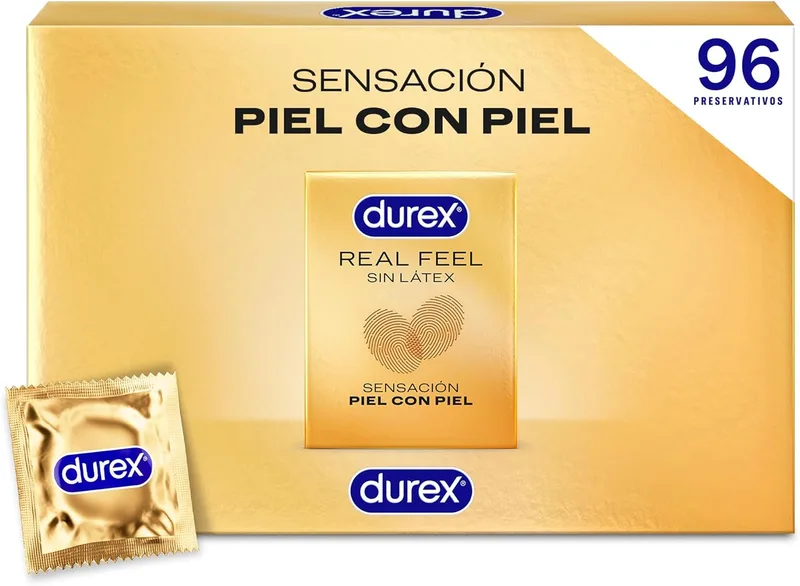 Durex ▫️ Preservativos Real Feel, sem látex, embalagem de 96 preservativos