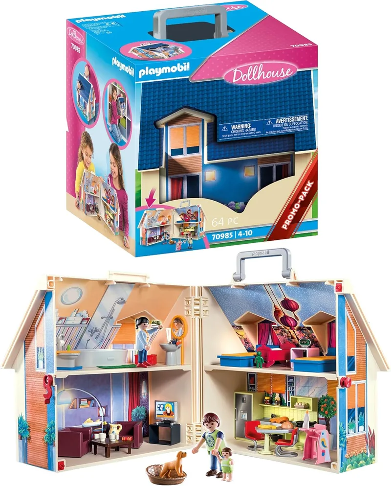 PLAYMOBIL ▫️ Dollhouse 70985 Casa de Bonecas - Mala com Pega Dobrável, Brinquedos para crianças a partir dos 4 anos