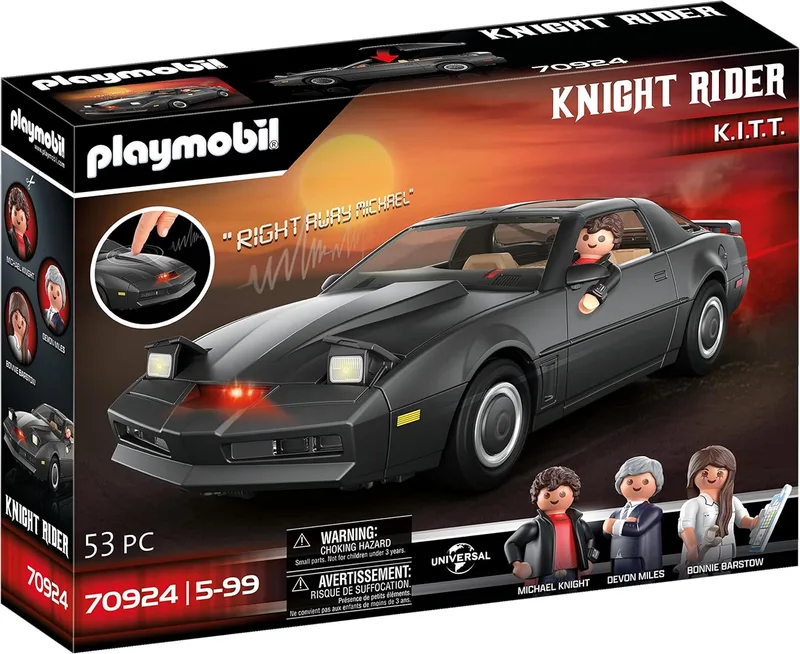 PLAYMOBIL ▫️ 70924 Knight Rider, O Carro Fantástico, com Luz e Som Originais, para crianças e fãs de Knight Rider, dos 5 aos 99 anos