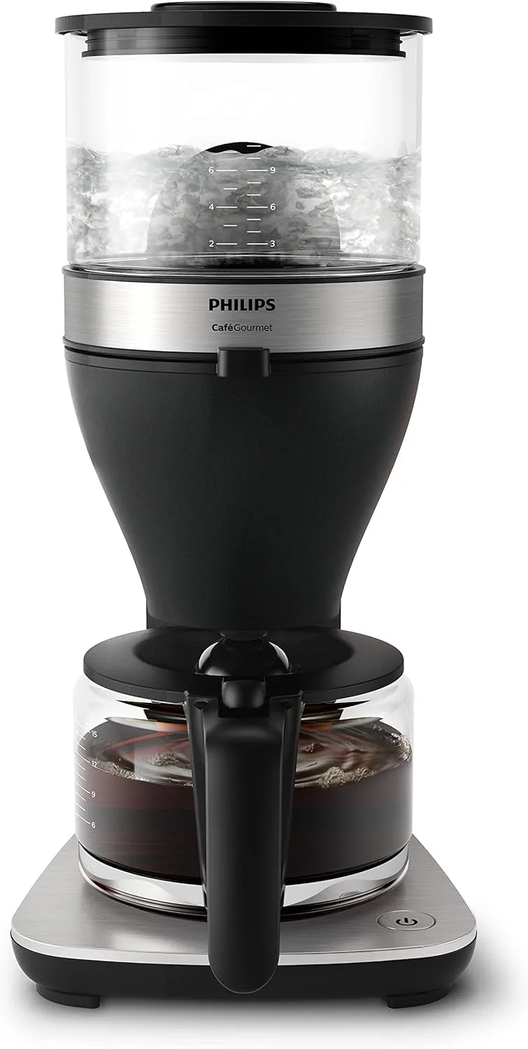 PHILIPS ▫️ Café Gourmet Máquina de café de gotejamento - 1,25 L, até 15 chávenas, Boil & Brew, Preto/Prateado (HD5416/60)