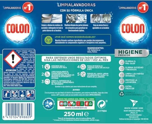 Colon ▫️ Limpialavadoras Higiene - Limpa a máquina de lavar roupa e elimina os maus odores, x4 Higiene, 4 unidades 3