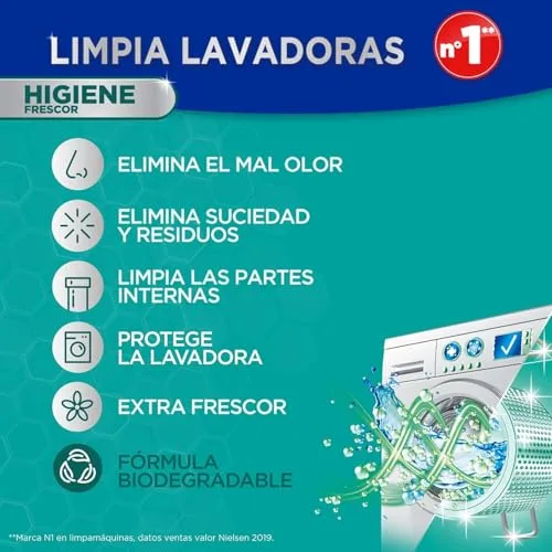 Colon ▫️ Limpialavadoras Higiene - Limpa a máquina de lavar roupa e elimina os maus odores, x4 Higiene, 4 unidades 4