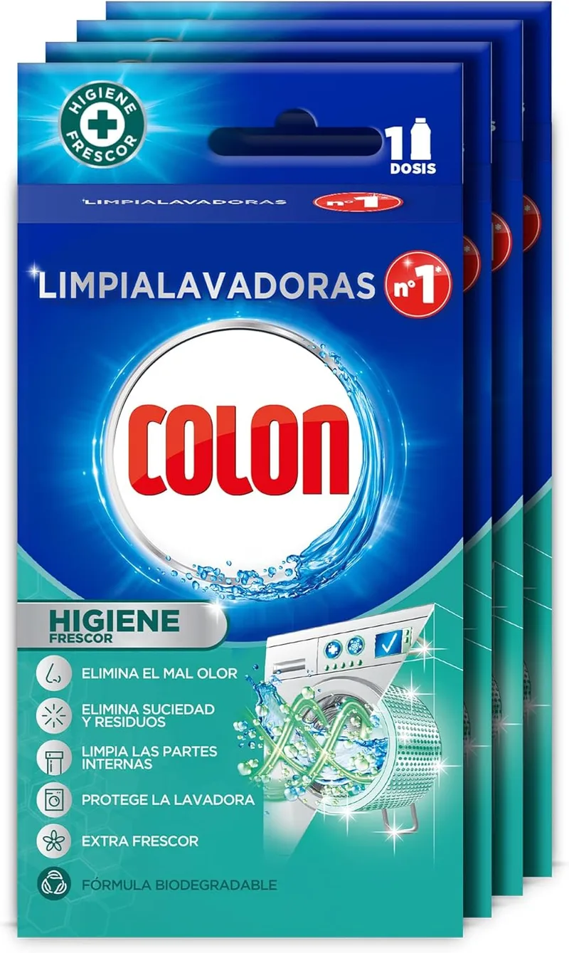 Colon ▫️ Limpador para Máquina de Lavar Roupa Hygiene - Limpa a máquina de lavar roupa e elimina os odores desagradáveis, x4 Hygiene, 4 pcs.