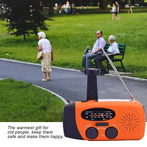 SOLARBABY ▫️ Rádio Solar, Rádio portátil com manivela Dynamo Radiocon AM/FM, com lanterna LED recarregável de 2000 mAh com corda para emergências, carregador USB para telemóvel para acampamentos ao ar livre de 2000 mAh 4