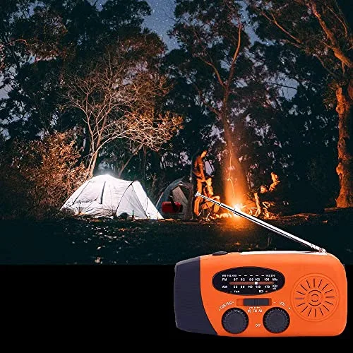 SOLARBABY ▫️ Rádio Solar, Rádio portátil com manivela Dynamo Radiocon AM/FM, com lanterna LED recarregável de 2000 mAh com corda para emergências, carregador USB para telemóvel para acampamentos ao ar livre de 2000 mAh 5