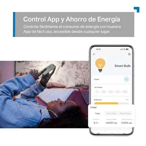 Tapo ▫️ L520E – Lâmpada inteligente Wi-Fi, Branco Neutro 4000K, 8,7 W / 806 lm, E27 6