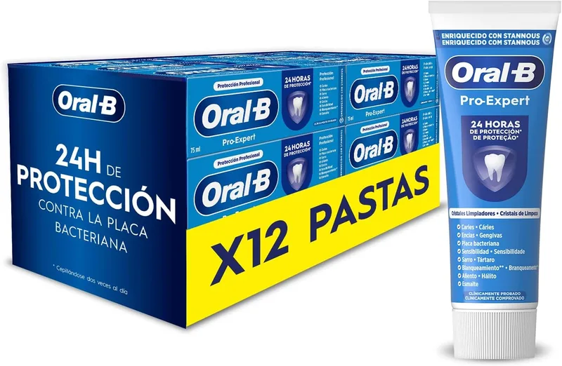 Oral-B ▫️ Pasta dentífrica Pro-Expert Proteção Profissional, embalagem de 12 x 75 ml, 75 ml (Embalagem de 12)