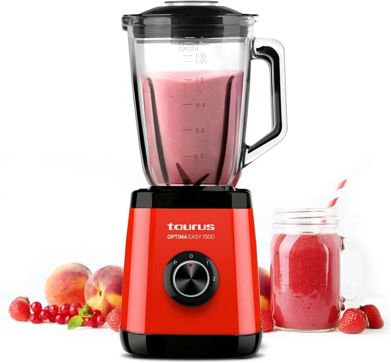Taurus ▫️ Liquidificador Optima Easy 1500 W | Jarro em Tritan de 1,5 L | 2 velocidades + Turbo | Lâminas de 4 gumes | Processador de alimentos profissional | Liquidificador | Batidos e smoothies