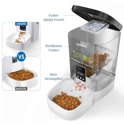 Balimo ▫️ Comedouro Automático para Gatos com Wi-Fi 2,4 GHz e Câmara HD 1080p, Distribuidor de 4 L de Comida para Gatos e Cães com Visão Noturna por Vídeo e Áudio Bidirecional, Fonte de Alimentação Dupla, 8 Refeições por Dia 4
