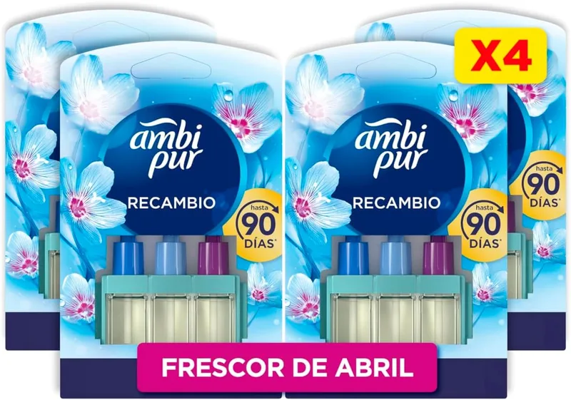 Febreze ▫️ Ambipur 3Volution Spring Awakening Electric Air Freshener Refill, Azul, 80ml, 3 fragrâncias alternadas para eliminar odores