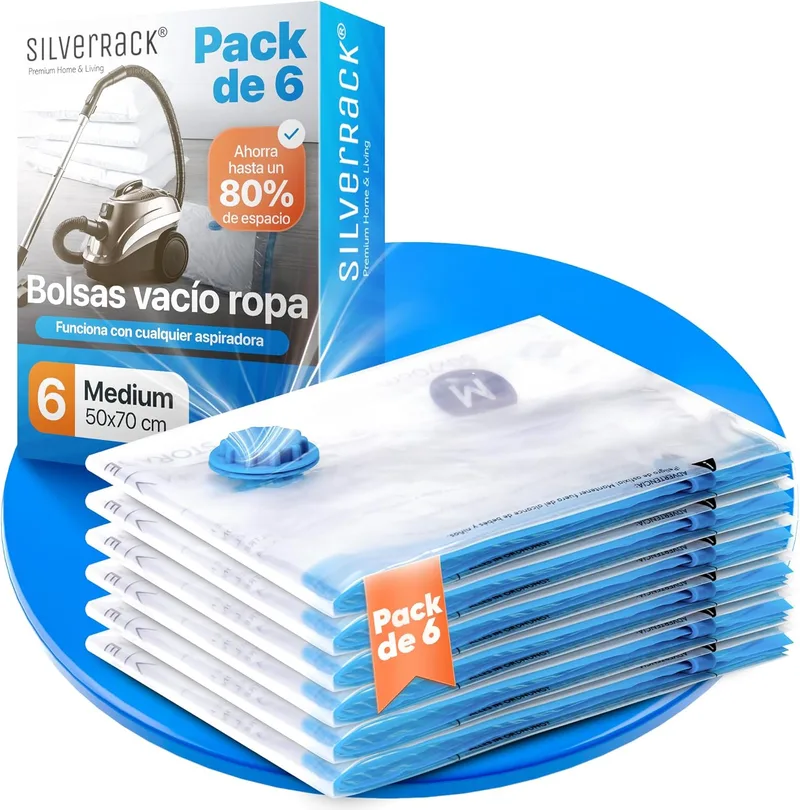 SilverRack ▫️ Sacos de vácuo para roupa [6 unidades] em (50 x 70 cm) - Sem BPA - Sacos a vácuo para roupa, almofadas e casacos - Sacos de armazenamento a vácuo para - a vácuo