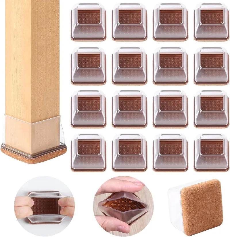 Ezprotekt ▫️ Protetores de piso para pés de cadeira de 28-37 mm, 16 tampas pequenas de silicone para pés de cadeira com feltro, capas de proteção de silicone para pés de cadeira, protetores para pés de cadeira