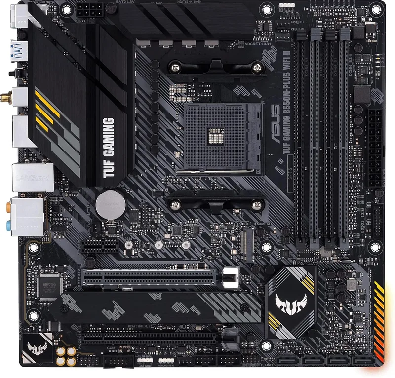 ASUS ▫️ TUF Gaming B550M-PLUS WiFi II - Placa-mãe AMD Micro-ATX para jogos (PCIe 4.0, 2X M.2, VRM de 10 estágios, Wi-Fi 6, Ethernet de 2,5 GB, HDMI, DP, USB 3.2 Gen. 2 Tipo A e C, Aura Sync RGB), B550 II