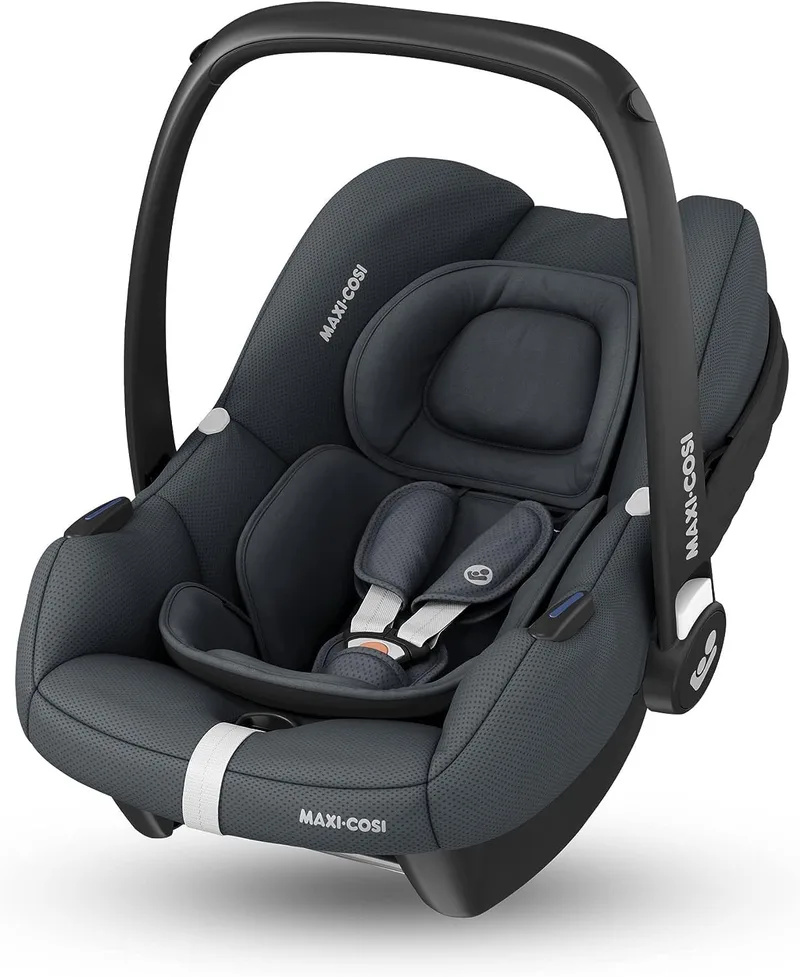 Maxi-Cosi ▫️ CabrioFix i-Size, cadeira auto para bebé, 0-12 meses, máx. 12 kg, cadeira auto leve para recém-nascidos (3,2 kg), Capota Grande, Assento Acolchoado, Compatível com os Carrinhos de Bebé Essential Graphite