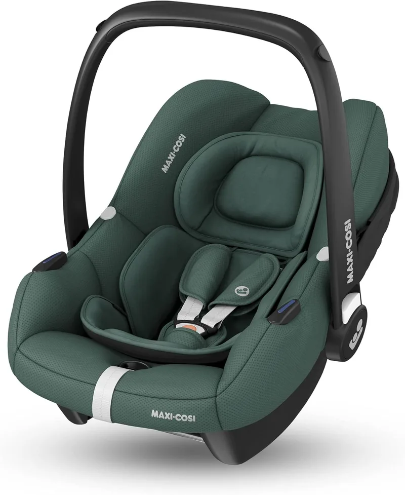 Maxi-Cosi ▫️ CabrioFix i-Size, cadeira auto para bebé, 0-12 meses, máx. 12 kg, cadeira auto leve para recém-nascidos (3,2 kg) Capota grande, assento almofadado, adapta-se à maioria dos carrinhos de bebé Essential Green