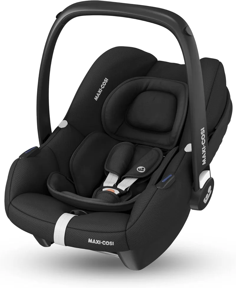 Maxi-Cosi ▫️ CabrioFix i-Size, cadeira auto para bebé, 0-12 meses, máx. 12 kg, cadeira auto leve para recém-nascidos (3,2 kg), Capota Grande, Assento Acolchoado, Compatível com os Carrinhos de Bebé Essential Black